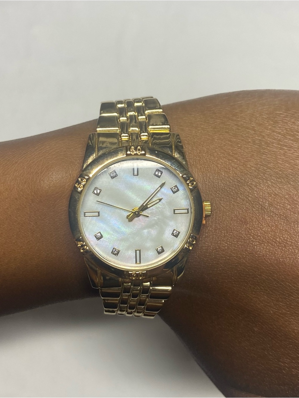 Gold Women's Bracelet Watch with Mother-of-Pearl Dial
